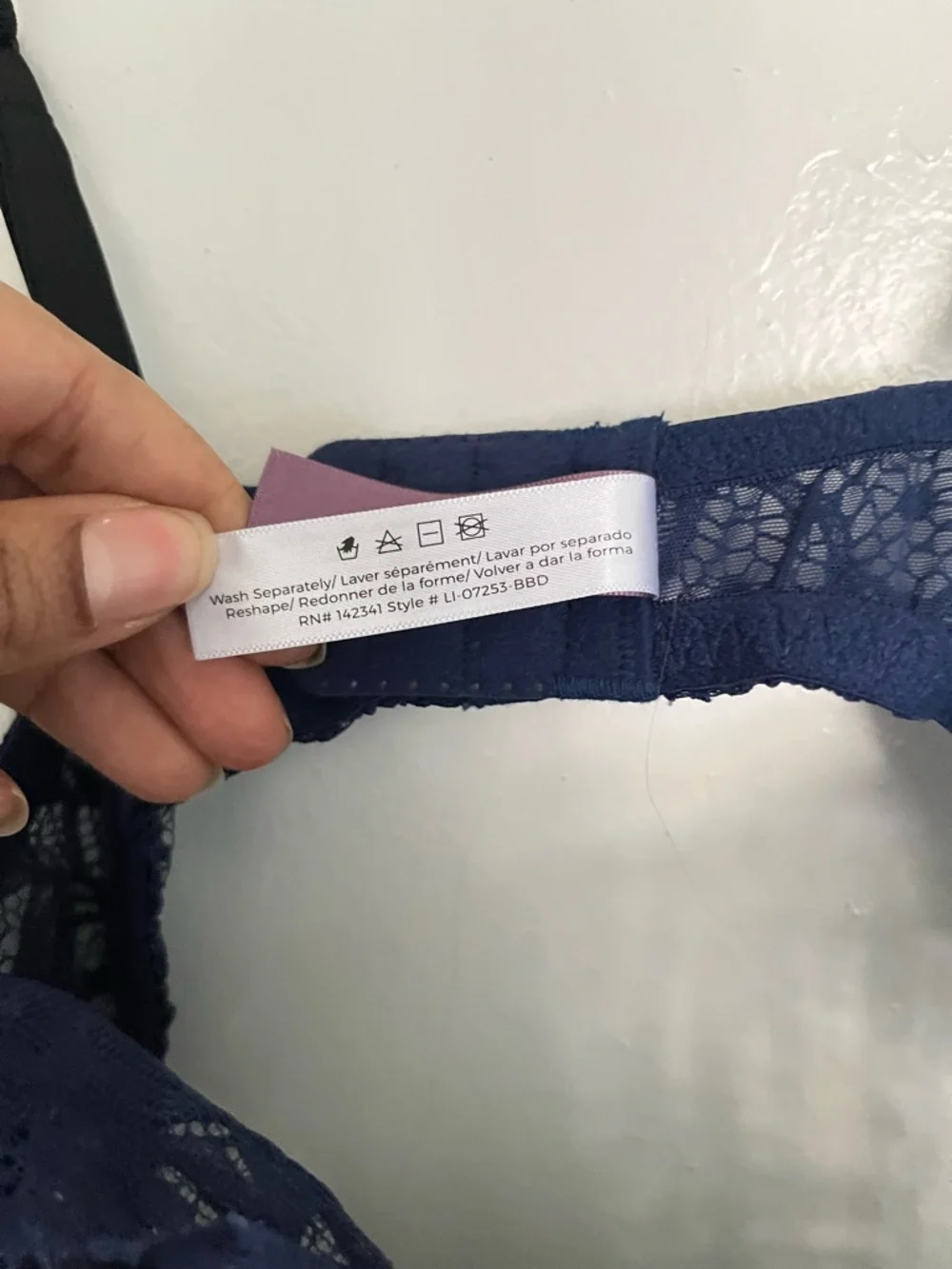 Adore Me Sheer Black Babydoll Chemise with Navy Lace Bust - Picture 8 of 10